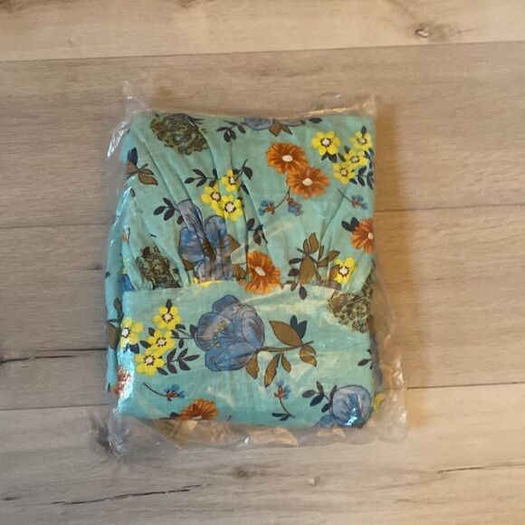 a.n.a Short Sleeve Empire Waist Dress Wildflower Teal M Tall size NWT in pkg - Picture 5 of 5